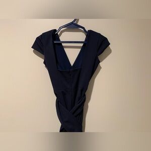 Dress the Population One-Shoulder Navy Twist-Waist Dress